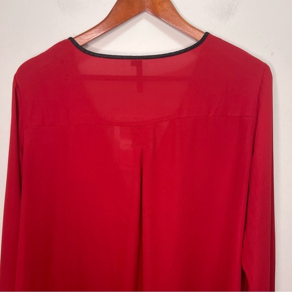 Addition Elle M Studio Burgundy Faux Wrap Sheer Blouse Size 18 - Picture 7 of 10